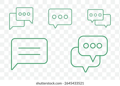 Chat bubble set outline vector isolated on white background. Chat icon. Line chat icons for flat design. Talk baloon icons. Chat speech bubble.