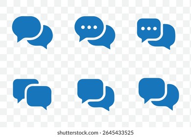 Chat bubble set outline vector isolated on white background. Chat icon. Line chat icons for flat design. Talk baloon icons. Chat speech bubble.