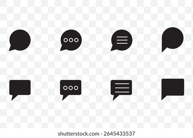 Chat bubble set outline vector isolated on white background. Chat icon. Line chat icons for flat design. Talk baloon icons. Chat speech bubble.