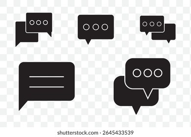 Chat bubble set outline vector isolated on white background. Chat icon. Line chat icons for flat design. Talk baloon icons. Chat speech bubble.