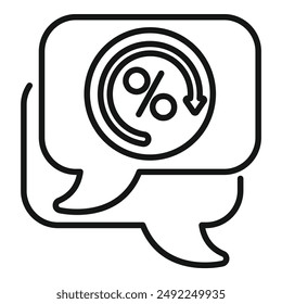 Chat bubble showing a cashback symbol representing the concept of getting money back from online shopping and earning rewards