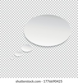 Chat bubble sign. Communication concept. Paper style. Infographic design on checked transparent background. Vector illustration. Eps 10 vector file.