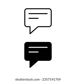 Chat bubble simple icon, line and solid , Message symbol flat illustration on white background..eps