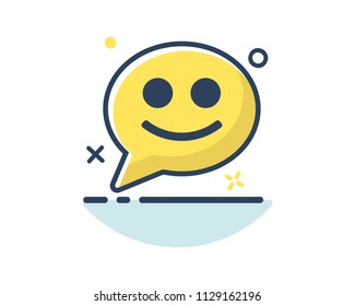 chat bubble smile line filled icon, designed for web and app