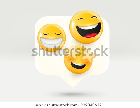 Chat bubble with social media emojis. 3d vector illustration

