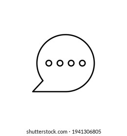 Chat bubble, speech bubble, icon in flat black line style, isolated on white 