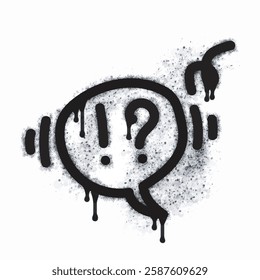 Chat bubble spray icon isolated on white background. Bubble chat graffiti icon sprayed in black on a white background. Vector illustration.