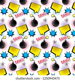chat bubble with star and bomb background