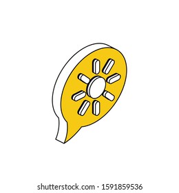 Chat bubble sun. Vector line, 3d stroke isometric, color web icon, new flat style. Creative illustration design, abstract idea for infographics.