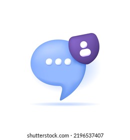 Chat Bubble Symbol, Shield, Account. Icon About Chat Privacy And Private Chat, Security System And Customer Data Protection. 3d And Realistic Design. Graphic Elements