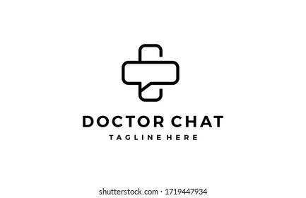 C inicial con burbuja de chat y diseño del logotipo de salud médica de signo