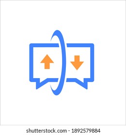 chat or bubble talk symbol with arrows for message logo icon. flat simple designs.