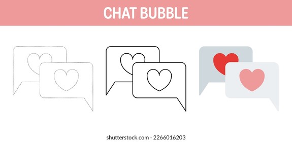 Chat Bubble tracing and coloring worksheet for kids