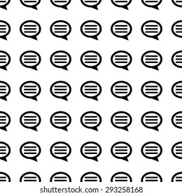 Chat bubble vector icon seamless pattern, tiling ornament on white.