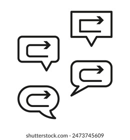 Chat bubble vector. Messaging icons set. Arrows in speech bubbles. Simple communication symbols.