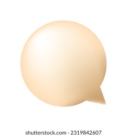 Chat bubble volumetric object. 3D Model. Social media post or comment icon. Empty round frosted chat bubble. Delicate gold or copper color. An isolated object. Vector illustration.