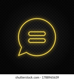 chat, chats burbubble amarillo neon icono .fondo transparente. Icono del vector del neonato amarillo