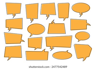 Chat bubble in yellow, quote background, Speech bubble, message box set.