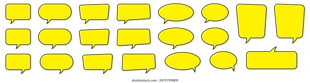 Chat bubble in yellow, quote background, Speech bubble, message box set.
