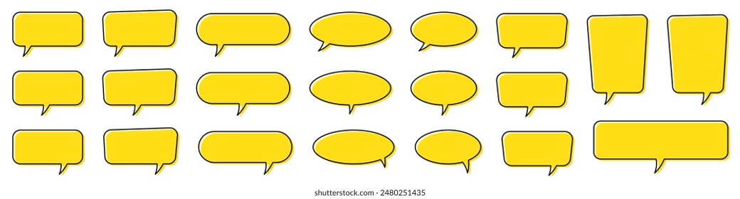 Chat bubble in yellow, quote background, Speech bubble, message box set.