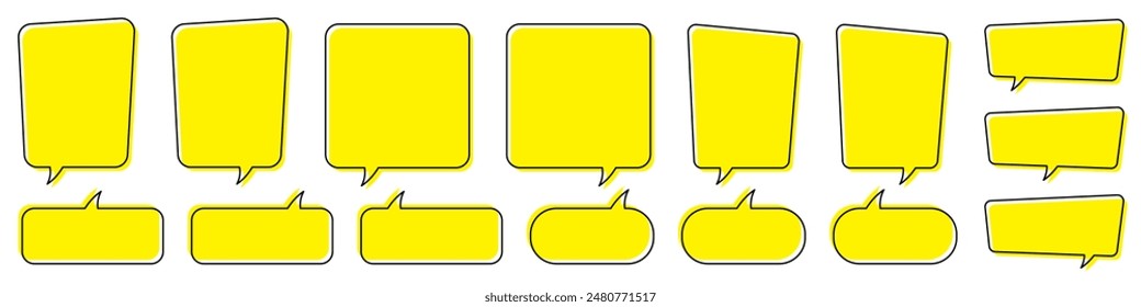 Chat bubble in yellow, quote background, Speech bubble, message box set.