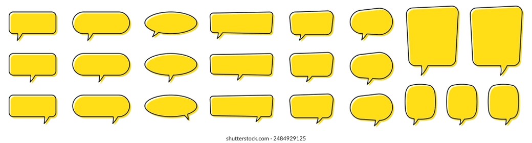 Chat bubble in yellow, quote background, Speech bubble, message box set.