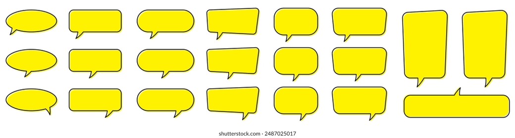 Chat bubble in yellow, quote background, Speech bubble, message box set.