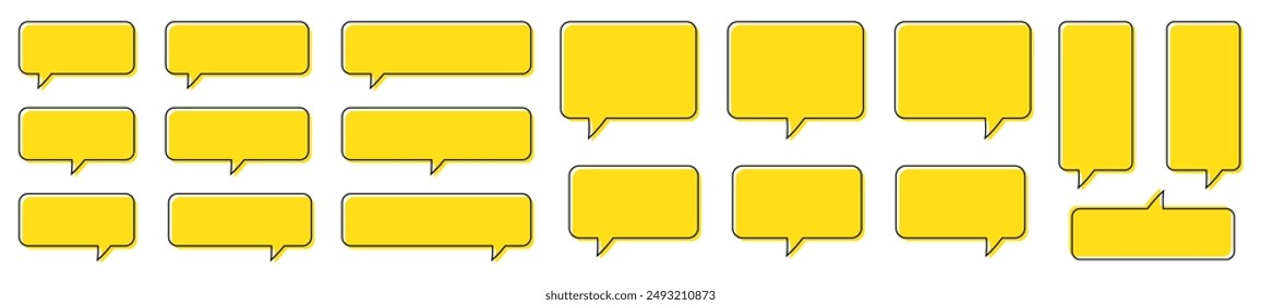 Chat bubble in yellow, quote background, Speech bubble, message box set.