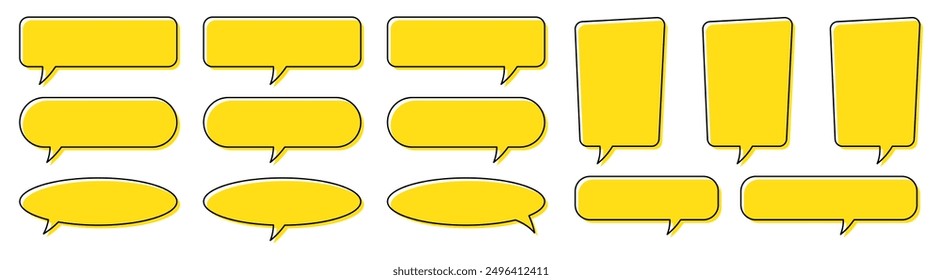 Chat bubble in yellow, quote background, Speech bubble, message box set.