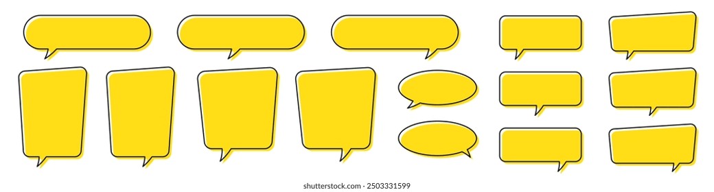 Chat bubble in yellow, quote background, Speech bubble, message box set.