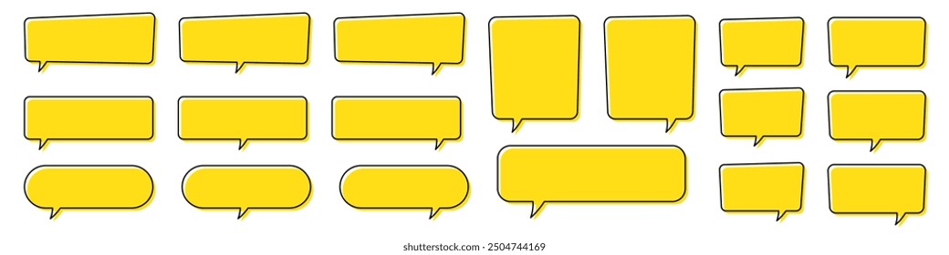 Chat bubble in yellow, quote background, Speech bubble, message box set.