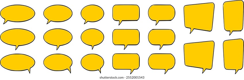 Chat bubble in yellow, quote background, Speech bubble, message box set.