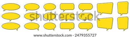 Chat bubble in yellow, quote background, Speech bubble, message box set.