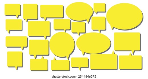 Chat bubble in yellow,  Speech bubble, message box set . Simple bubble chat  speech clouds chat  box communication. Speech balloon design eps 10