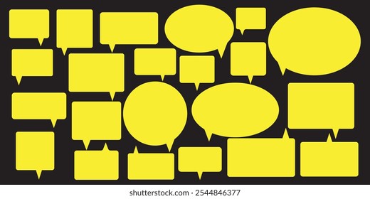 Chat bubble in yellow,  Speech bubble, message box set . Simple bubble chat  speech clouds chat  box communication. Speech balloon design eps 10