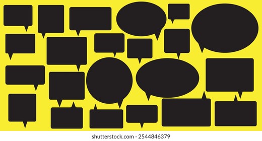 Chat bubble in yellow,  Speech bubble, message box set . Simple bubble chat  speech clouds chat  box communication. Speech balloon design eps 10