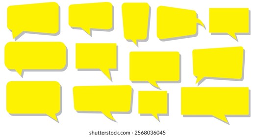 Chat bubble in yellow, Speech bubble, message box set. .set of yellow speech bubble cartoon box icon set . speech bubble vector. comment box icon vector set. 