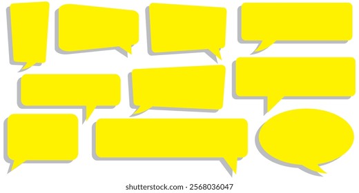 Chat bubble in yellow, Speech bubble, message box set. .set of yellow speech bubble cartoon box icon set . speech bubble vector. comment box icon vector set. 