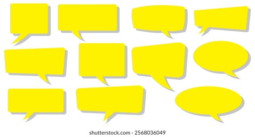 Chat bubble in yellow, Speech bubble, message box set. .set of yellow speech bubble cartoon box icon set . speech bubble vector. comment box icon vector set. 