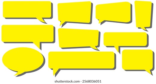 Chat bubble in yellow, Speech bubble, message box set. .set of yellow speech bubble cartoon box icon set . speech bubble vector. comment box icon vector set. 