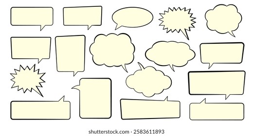 Chat bubble in yellow, speech bubble, message box set. Yellow background quotespeech bubble.