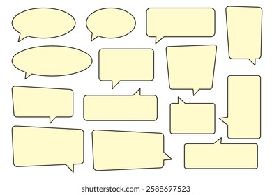 Chat bubble in yellow, speech bubble, message box set. Yellow background quotespeech bubble.