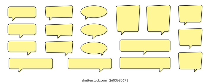 Chat bubble in yellow, speech bubble, message box set.