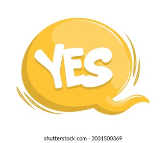 chat bubble with yes icon isolated