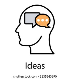 
Chat bubbles appearing in human head, thinking icon 
