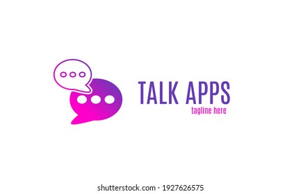 Burbujas de chat, aplicación de conversación, podcast, medios sociales. Vector de logotipo limpio y moderno