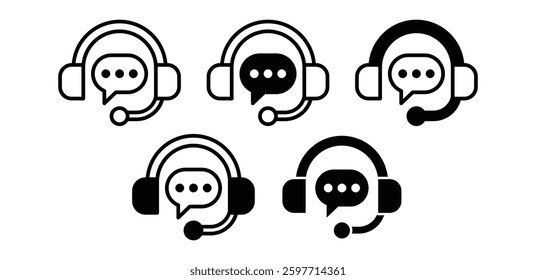 Chat Bubbles Customer Service Support with Headset Icons Symbols Vector Design Illustration Set