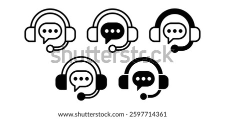 Chat Bubbles Customer Service Support with Headset Icons Symbols Vector Design Illustration Set