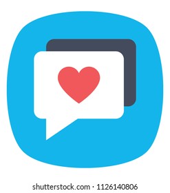 Chat bubbles with heart showing romantic conversation concept