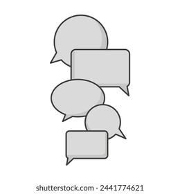 Icono de burbujas de chat. Símbolo de conversación. Líneas de comunicación. Globos de diálogo grises. Ilustración vectorial. EPS 10.